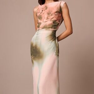Pretty Little Thing - Dusty Pink Printed Floral Chiffon Ruched Maxi Dress